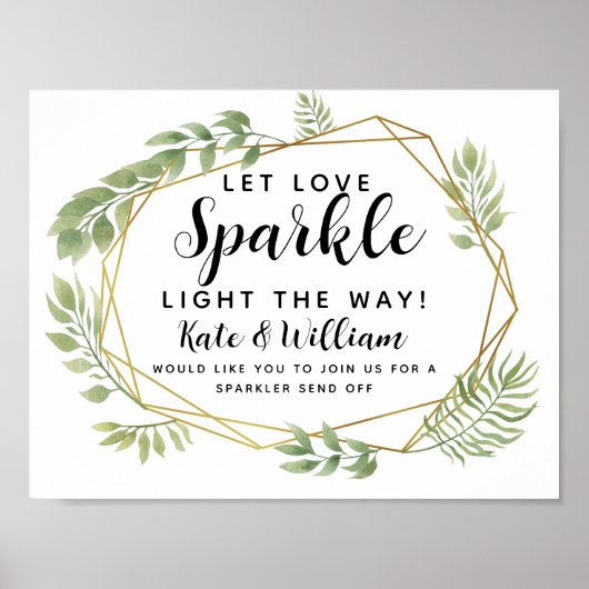 Crystal leaf bruiloft sparkler stuurt bruiloft af poster (Voorkant)