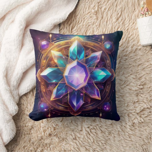 Crystal Mandala - Levendig edelstenen kunstwerk Kussen (Deken)