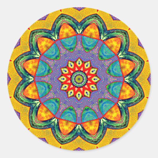 "Crystal Mandala Quilt" Ronde Sticker (Voorkant)
