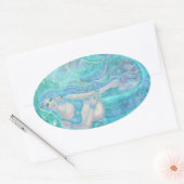 Crystal Mermaid dromen van Renee Lavoie Ovale Sticker (Envelop)