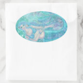 Crystal Mermaid dromen van Renee Lavoie Ovale Sticker (Tas)