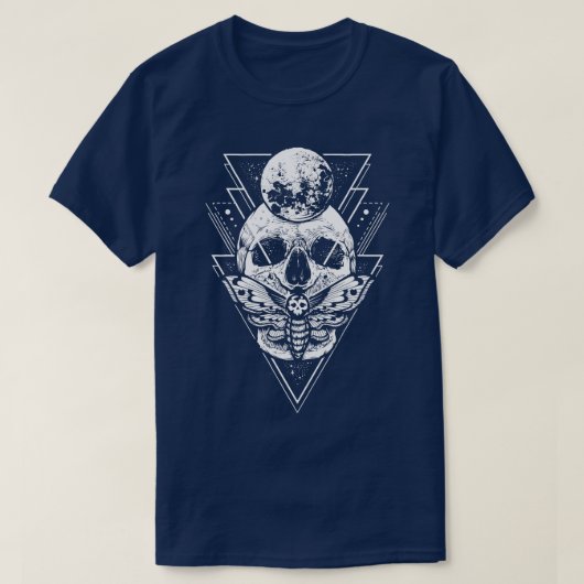 Crystal Moon and Death Moth Mystic Pagan Skeleton T-shirt (Design voorkant)