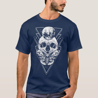 Crystal Moon and Death Moth Mystic Pagan Skeleton T-shirt