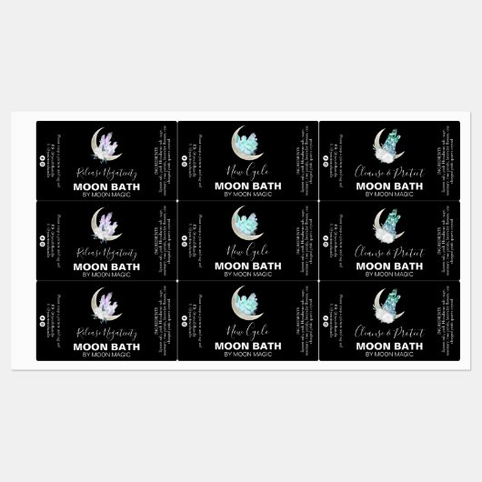 Crystal Moon Bath Soak Spell Labels (Vel)