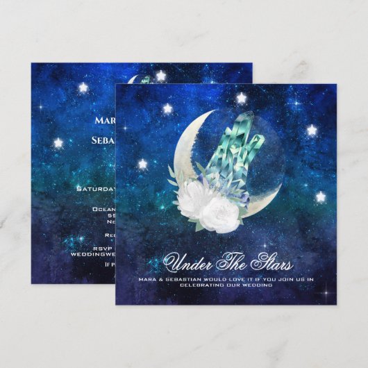 ** CRYSTAL MOON GALAXY Website AR14 RSVP Trouwen Kaart (Voorkant / Achterkant)