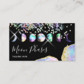 Crystal Moon Phases Celestial Holograaf Mystical Visitekaartje (Voorkant)