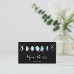 Crystal Moon Phases Celestial Holograaf Mystical Visitekaartje