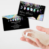 Crystal Moon Phases Celestial Holograaf Mystical Visitekaartje