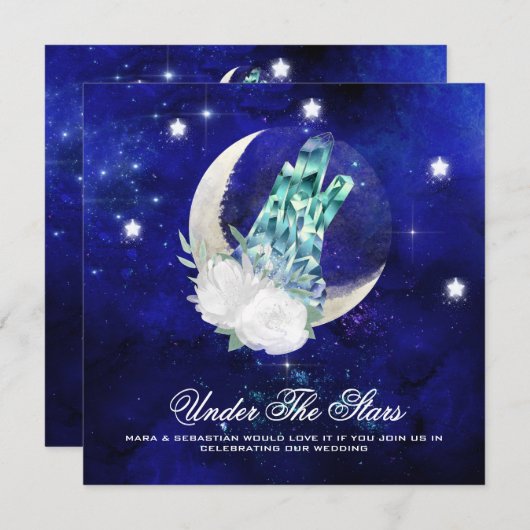 *~* CRYSTAL MOON STARS Website AR14 RSVP Wedding Kaart (Voorkant / Achterkant)