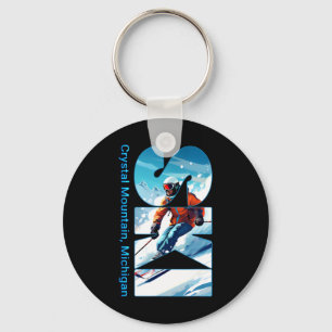 Crystal Mountain Michigan Ski Vakantie Ski Outd Sleutelhanger