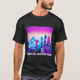 Crystal Mountain Ski Retro 80's Style Skiën en S T-shirt
