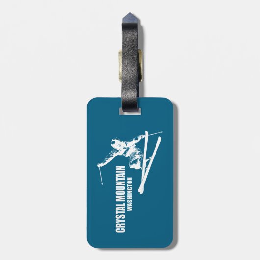 Crystal Mountain Washington Skier Bagagelabel (Achterkant verticaal)