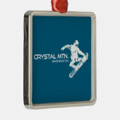 Crystal Mountain Washington Snowboarder Metalen Ornament (Rechts)