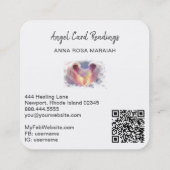 *~* Crystal Opal Heart QR Angel Wings AP78 Blauw Vierkante Visitekaartje (Achterkant)