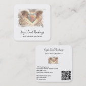 *~* Crystal Opal Heart QR Angel Wings AP78 Warm Vierkante Visitekaartje (Voorkant / Achterkant)