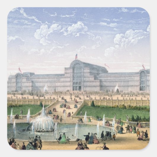 Crystal Palace, Sydenham, c.1862 (kleurenlitho) Vierkante Sticker (Voorkant)