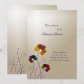 Crystal Pansies Dank u Notecards Notitiekaartje (Voorkant / Achterkant)