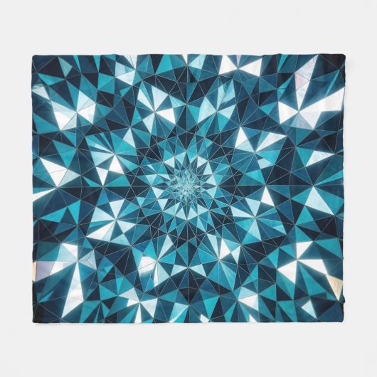 Crystal pattern Ocean Hues Kaleidoscope Pattern Fleece Deken (Voorkant (Horizontaal))