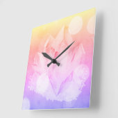 *Crystal Peaceful Pink Lavender Gold Healing Vibes Vierkante Klok (Hoek)