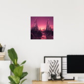 Crystal Peaks under a Vibrant Pink Sunset Poster (Thuiskantoor)