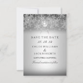 Crystal Pearl Snowflake Silver Save the Date (Voorkant)
