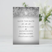 Crystal Pearl Snowflake Silver Save the Date (Staand voorkant)