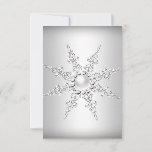 Crystal Pearl Snowflake Silver Save the Date (Achterkant)