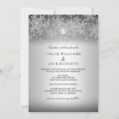 Crystal Pearl Snowflake Silver Winter Wedding Kaart (Voorkant)