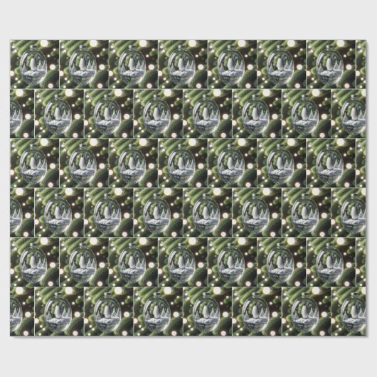 Crystal Penguin Ornament op Pine Tree Cadeaupapier (Vlak)