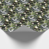 Crystal Penguin Ornament op Pine Tree Cadeaupapier (Hoek)