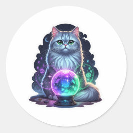 Crystal Perzisch - Pluizige Perzische kat Hallowee Ronde Sticker