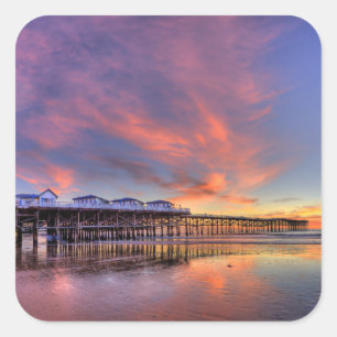 Crystal Pier Sunset Vierkante Sticker