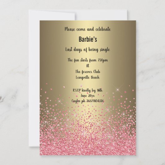 CRYSTAL PINK PEACH BACHELORETTE MODERN KAART (Achterkant)