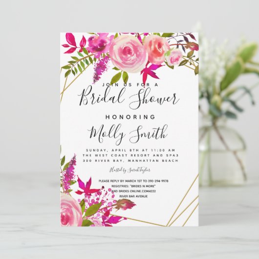 Crystal Pink Peach Rozen Waterverf Vrijgezellenfee Kaart (Staand voorkant)