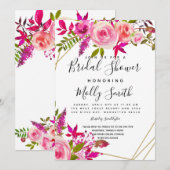 Crystal Pink Peach Rozen Waterverf Vrijgezellenfee Kaart (Voorkant / Achterkant)