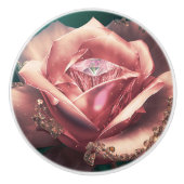 Crystal Pink Rose Keramische Knop (Voorkant)