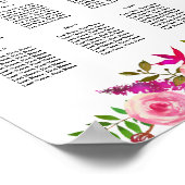 crystal Pink Rozen Table planparty/bruiloft Poster (Hoek)