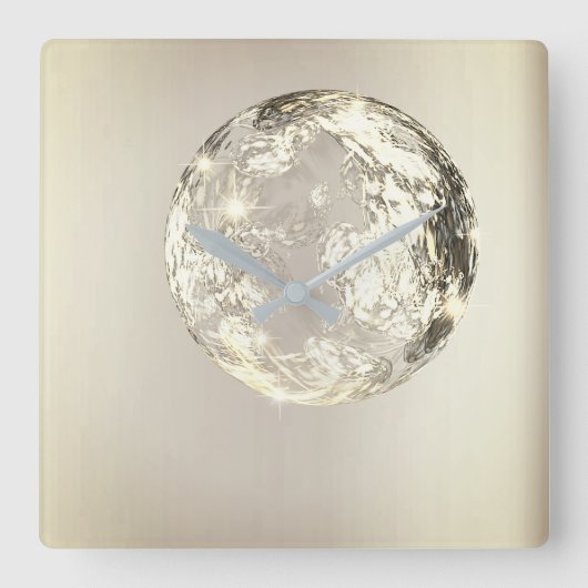 Crystal Planet Universum Gold Sepia Concept Modern Vierkante Klok (Voorkant)