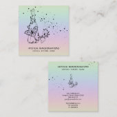 *~* Crystal Potions Luna Moth Stars Pastel Rainbow Vierkante Visitekaartje (Voorkant / Achterkant)