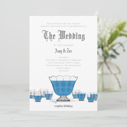 Crystal Punch Bowl Wedding Invitation Kaart (Staand voorkant)