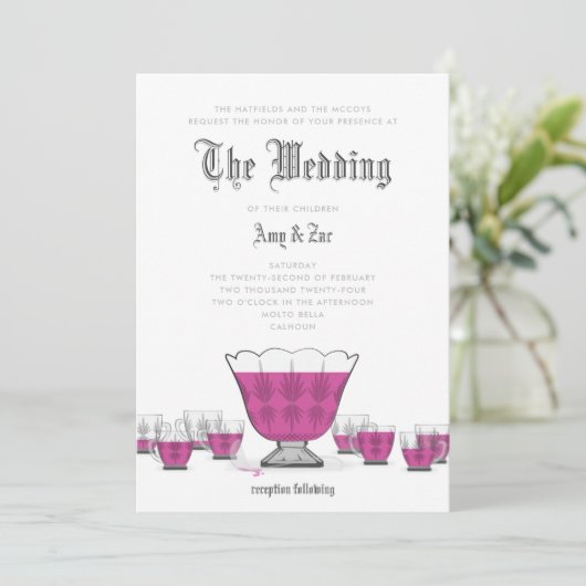 Crystal Punch Bowl Wedding Invitation Kaart (Staand voorkant)