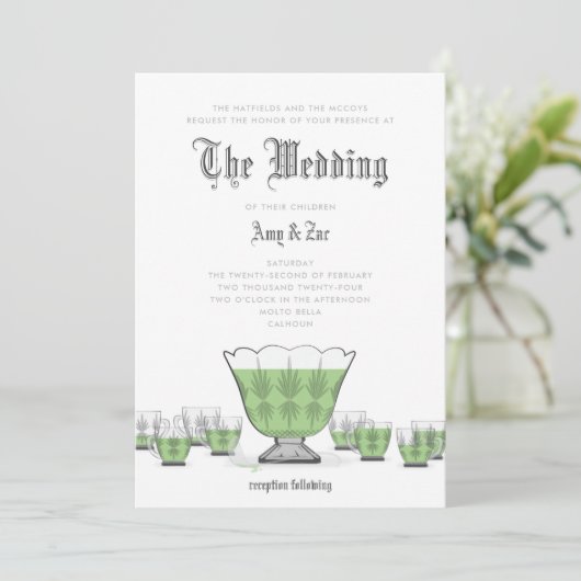 Crystal Punch Bowl Wedding Invitation Kaart (Staand voorkant)