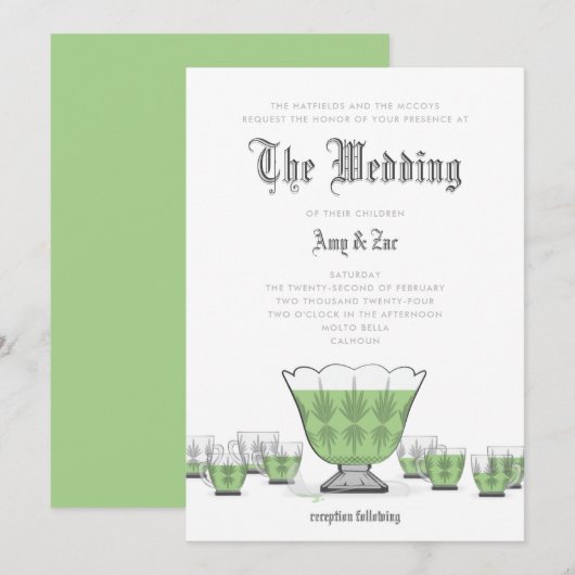 Crystal Punch Bowl Wedding Invitation Kaart (Voorkant / Achterkant)