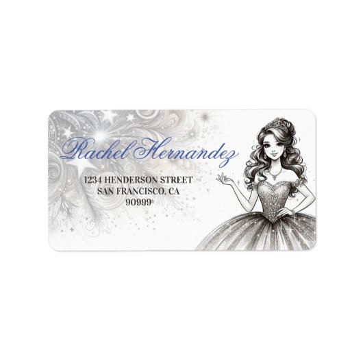 Crystal Quinceañera Meisje Etiket (Voorkant)