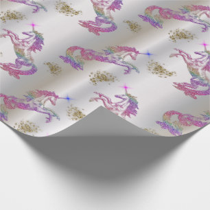 Crystal Rainbow Unicorns Cadeaupapier