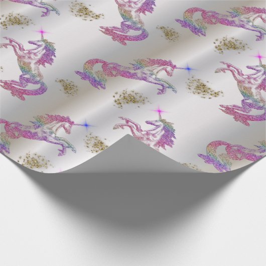 Crystal Rainbow Unicorns Cadeaupapier (Hoek)
