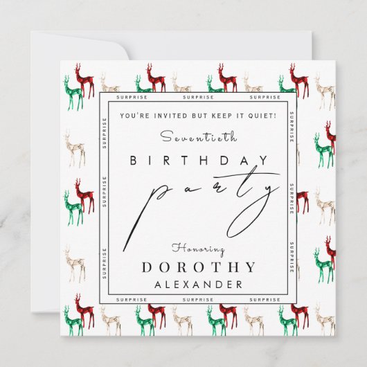 Crystal Reindeer ELKE Verrassing Winter Verjaardag Kaart (Voorkant)