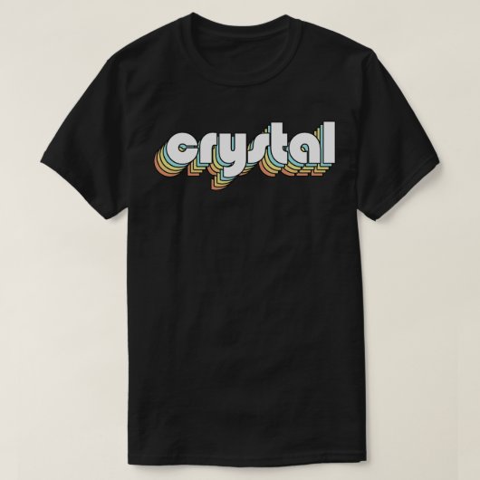Crystal Retro Rainbow Typografie Vervaagd Stijl T-shirt (Design voorkant)