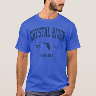Crystal River Florida FL Vintage Atletiek Navy Spo T-shirt