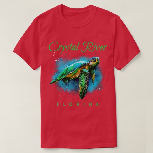 Crystal River Florida Waterverf Zee Turtle T-shirt (Design voorkant)